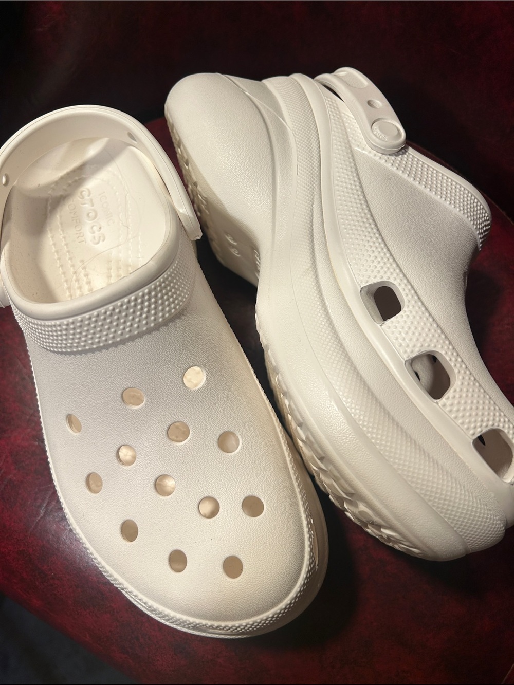 White platform crocs